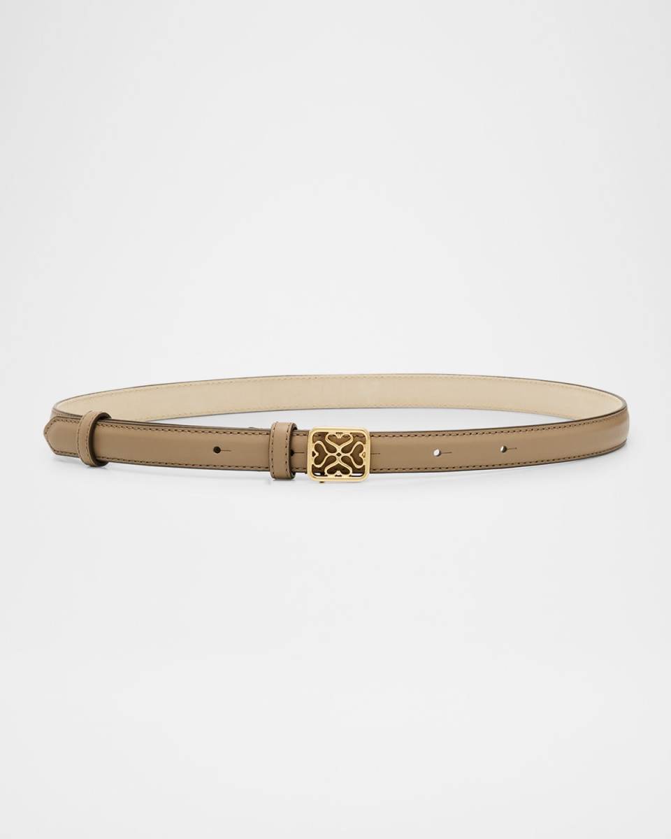 Monogram Metal Leather Skinny Belt